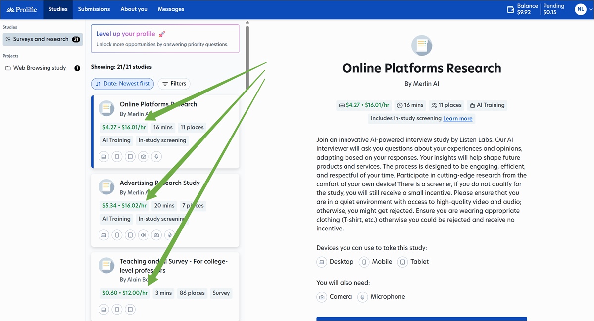 how much can you earn on prolific