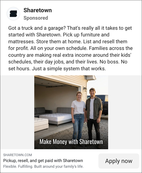 sharetown facebook recruiting ad example