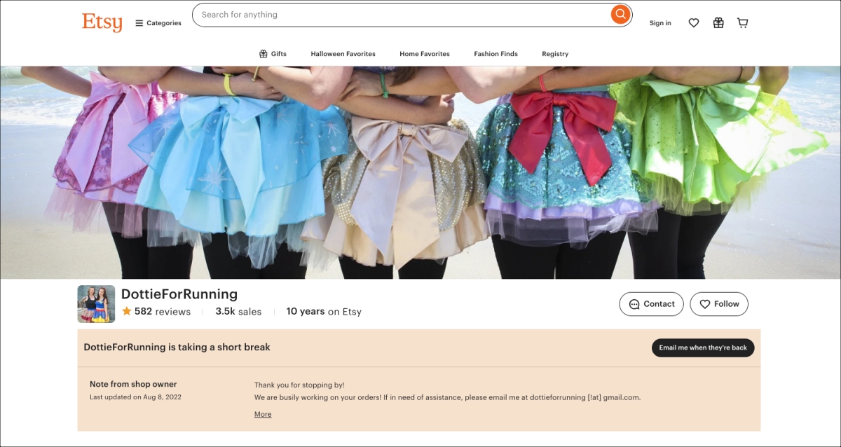 Dottie for Running Etsy Store