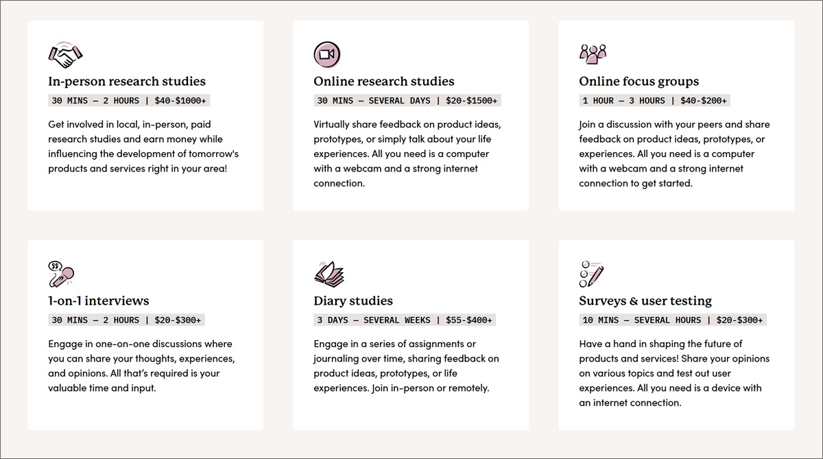 types of studies on user interviews