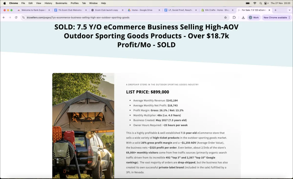 The 1% Ecom Club High Ticket Dropshipping Sample