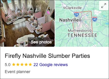Firefly Slumber Party Google Reviews
