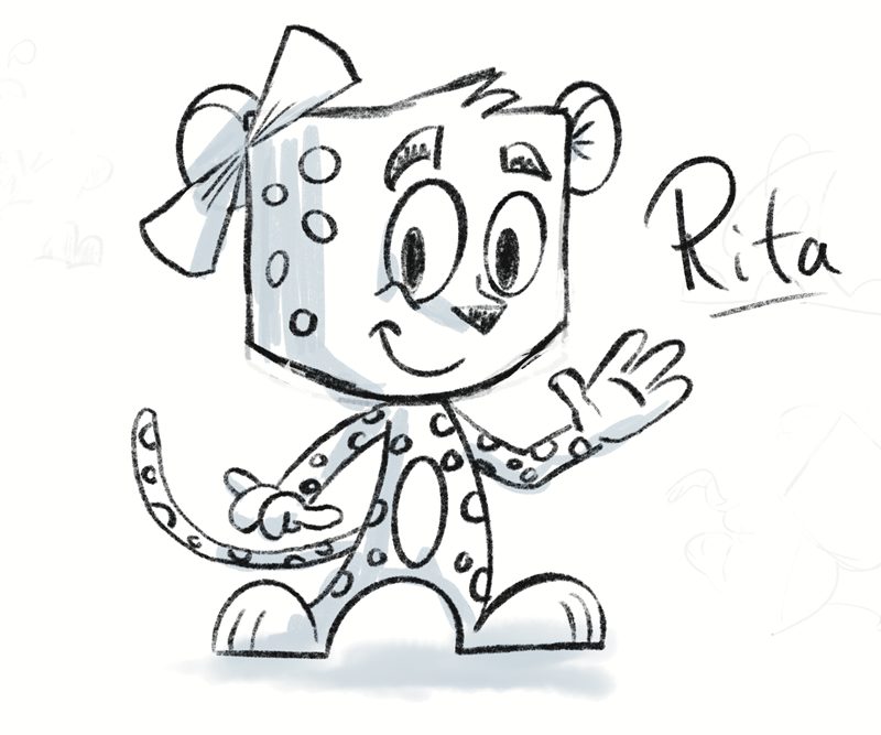 Illustrator's first sketch of Rita